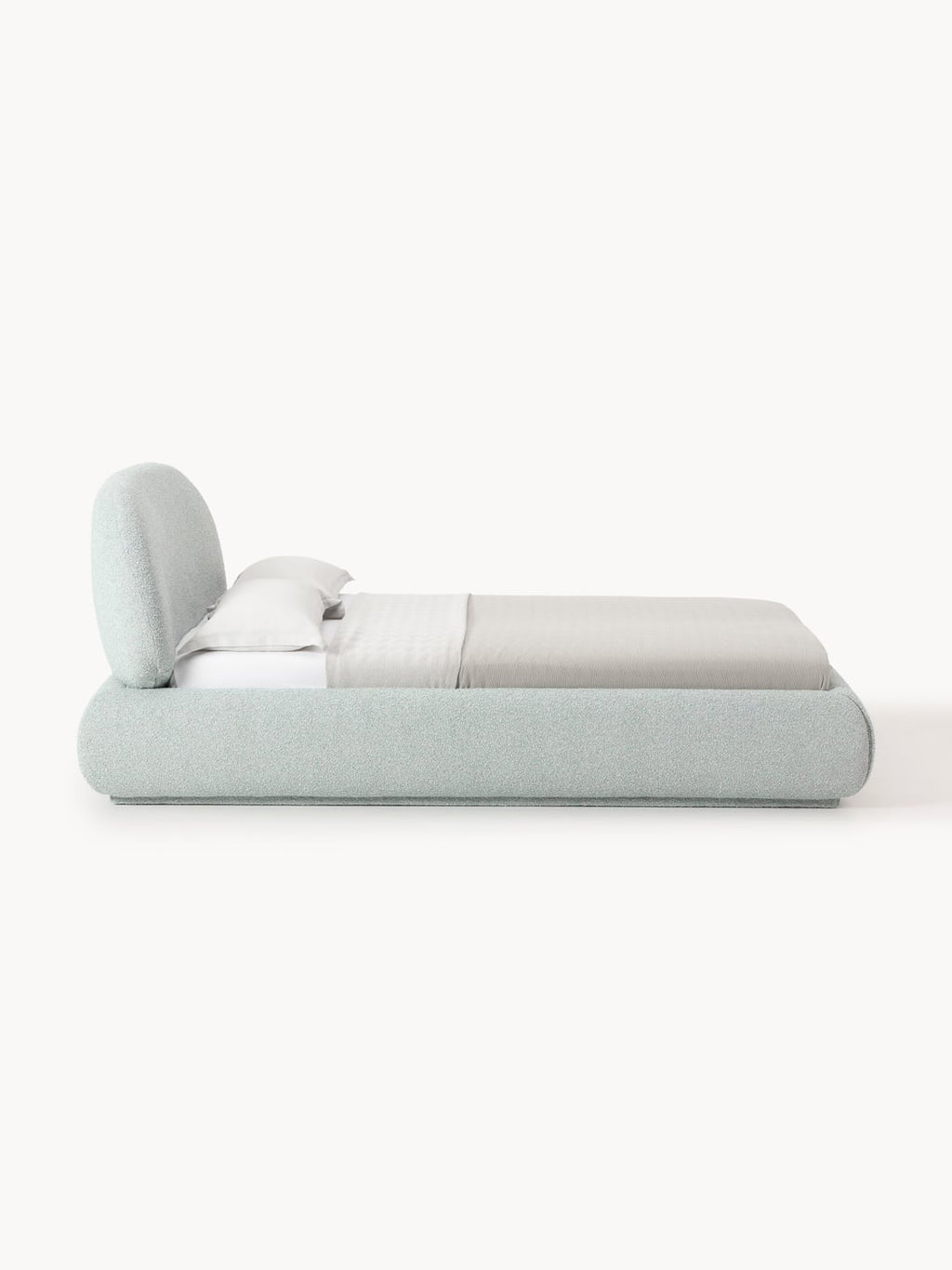 Alba Bouclé Upholstered Bed — Light Grey