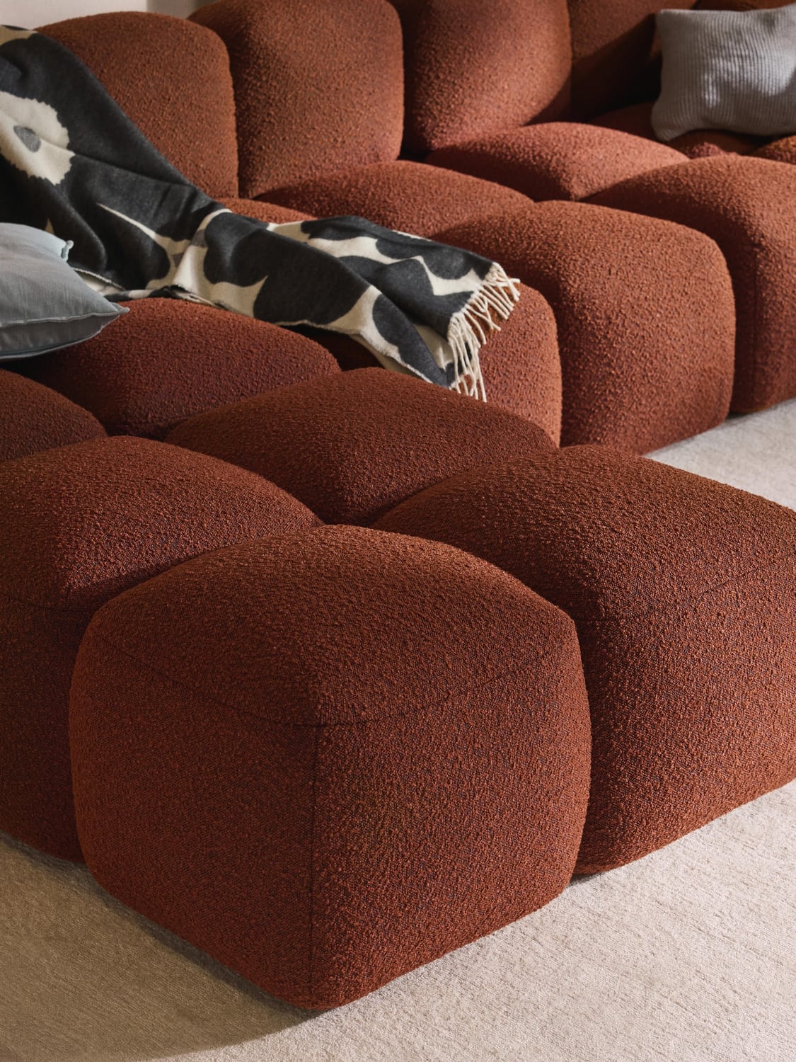Tayla Sofa Ottoman in Bouclé — Brown