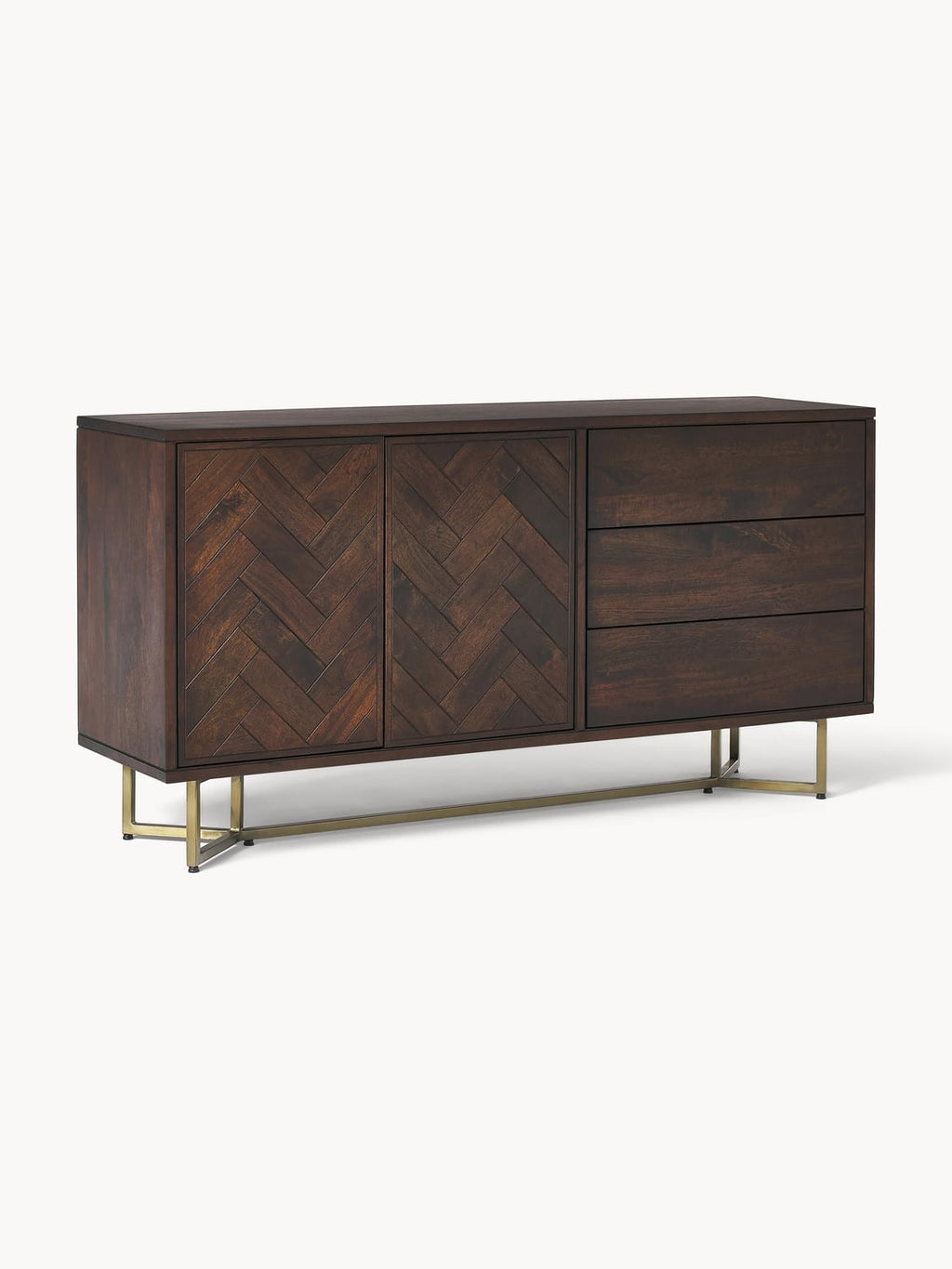 Luca Sideboard in Mango Wood with Herringbone Pattern — Brown