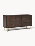 Luca Sideboard in Mango Wood with Herringbone Pattern — Brown