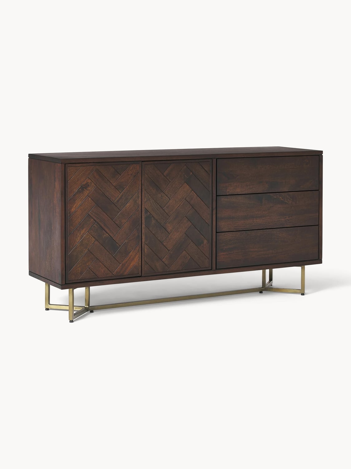 Luca Sideboard in Mango Wood with Herringbone Pattern — Brown