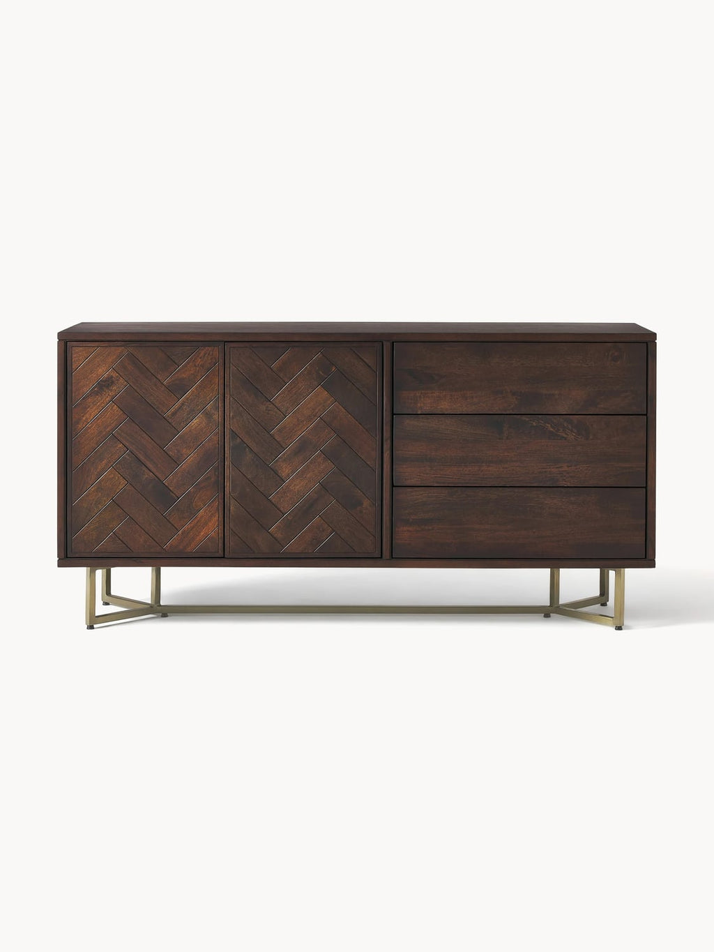 Luca Sideboard in Mango Wood with Herringbone Pattern — Brown