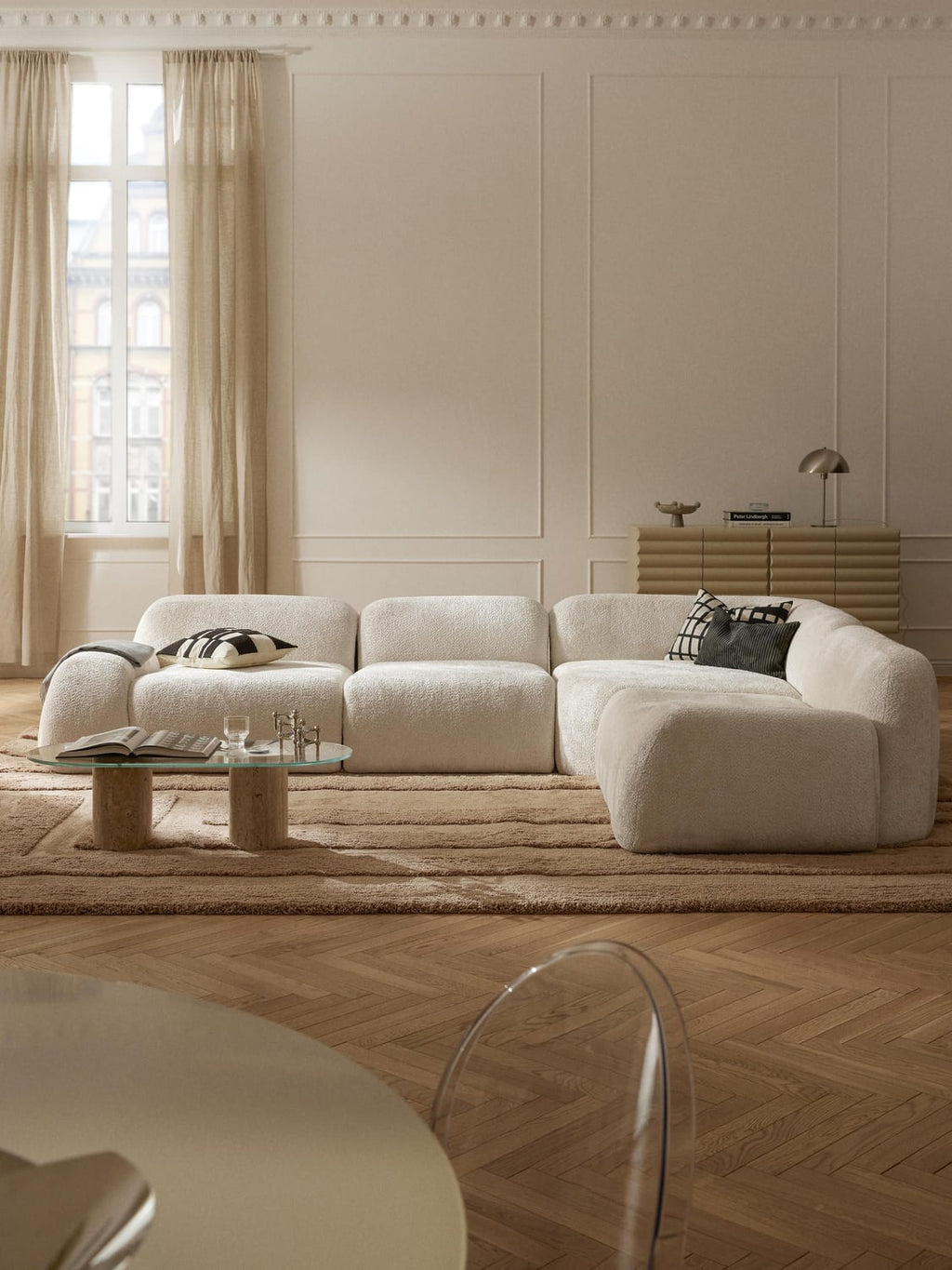 Wolke Modular Teddy Bouclé Corner Sofa (4-seater) — Off-White