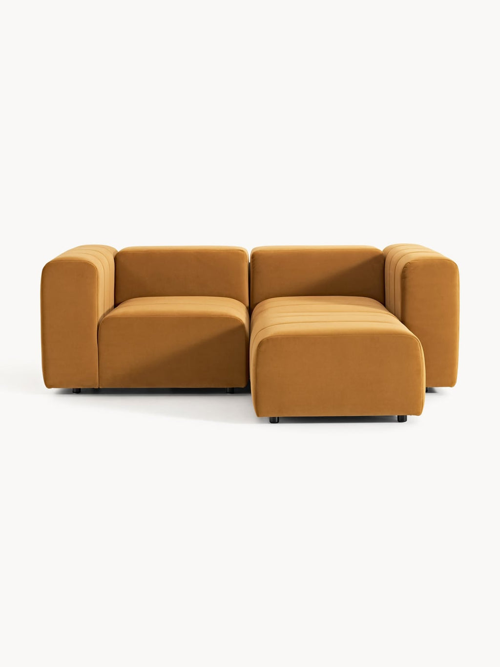 Lena Modular Velvet-Sofa (3-seater) with Ottoman (left/right) — Caramel