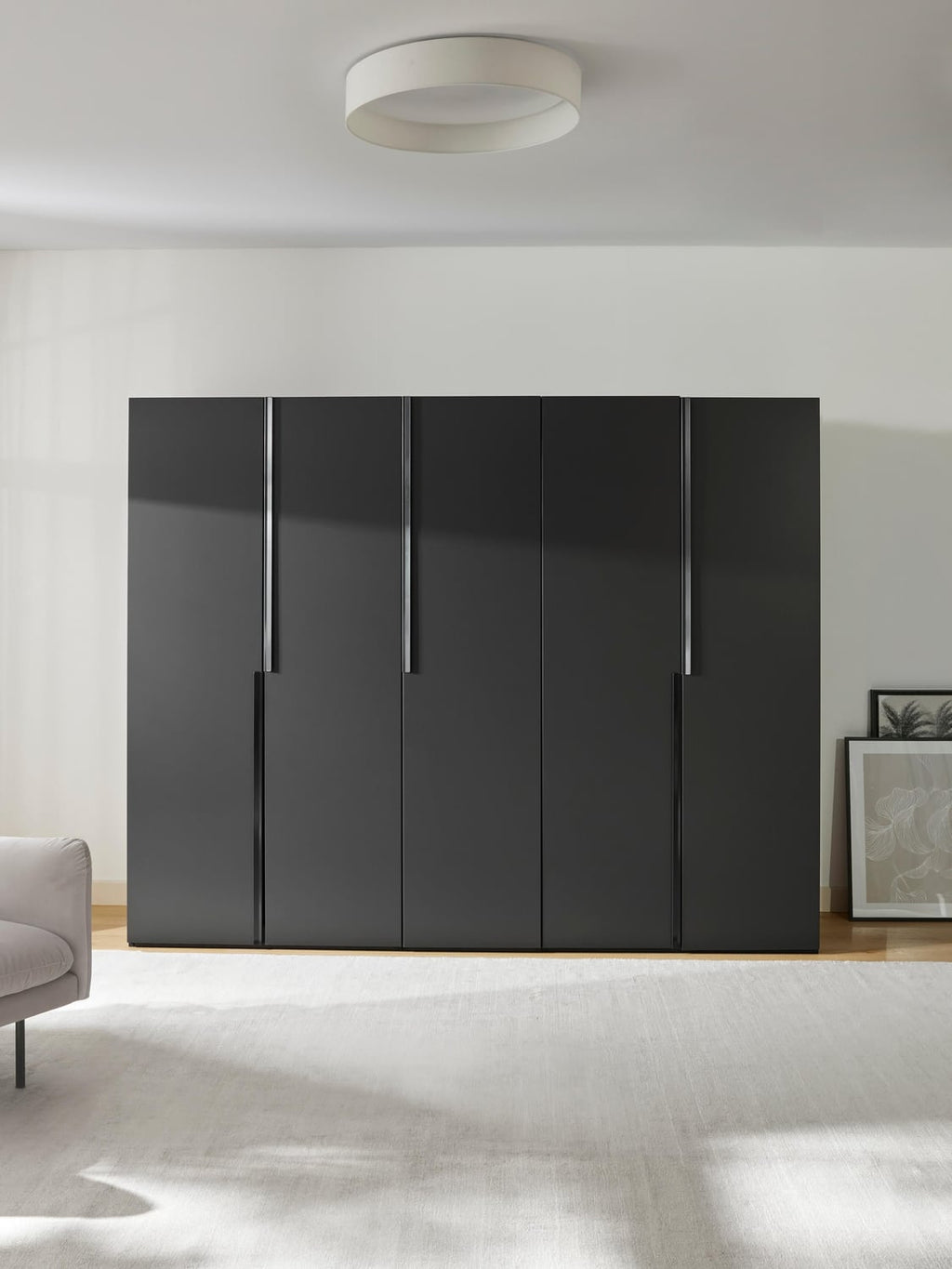 Leon Modular Hinged-Door Wardrobe, 250 cm Width, in various sizes — Charcoal