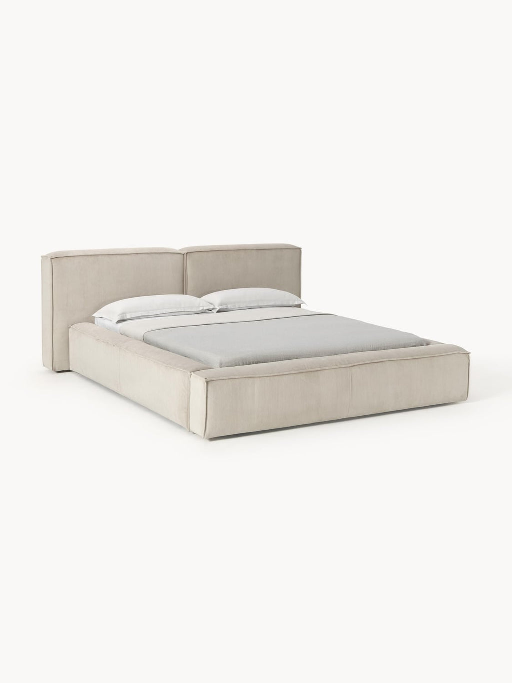 Lennon Upholstered Bed in Corduroy — Light Grey