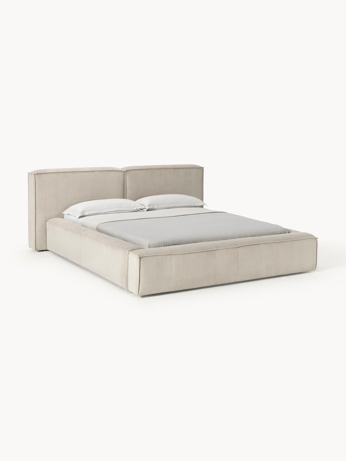Lennon Upholstered Bed in Corduroy — Light Grey