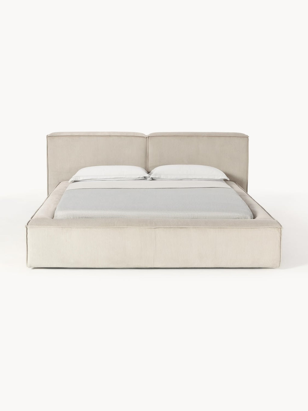 Lennon Upholstered Bed in Corduroy — Light Grey
