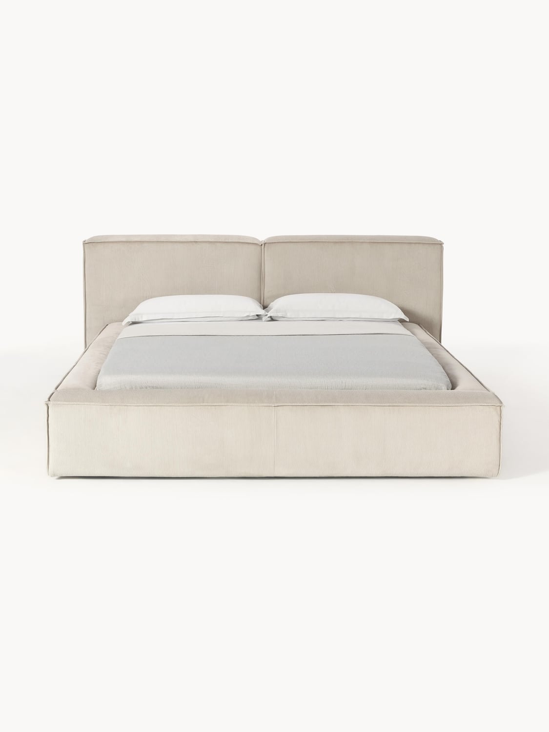 Lennon Upholstered Bed in Corduroy — Light Grey