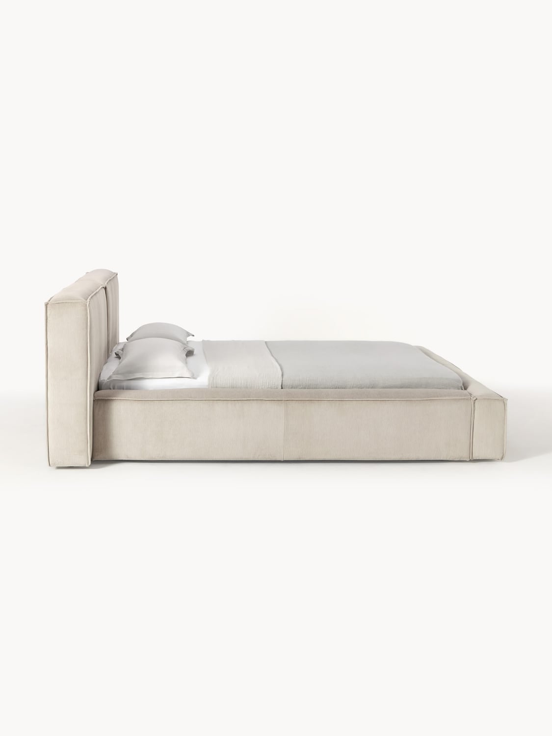 Lennon Upholstered Bed in Corduroy — Light Grey