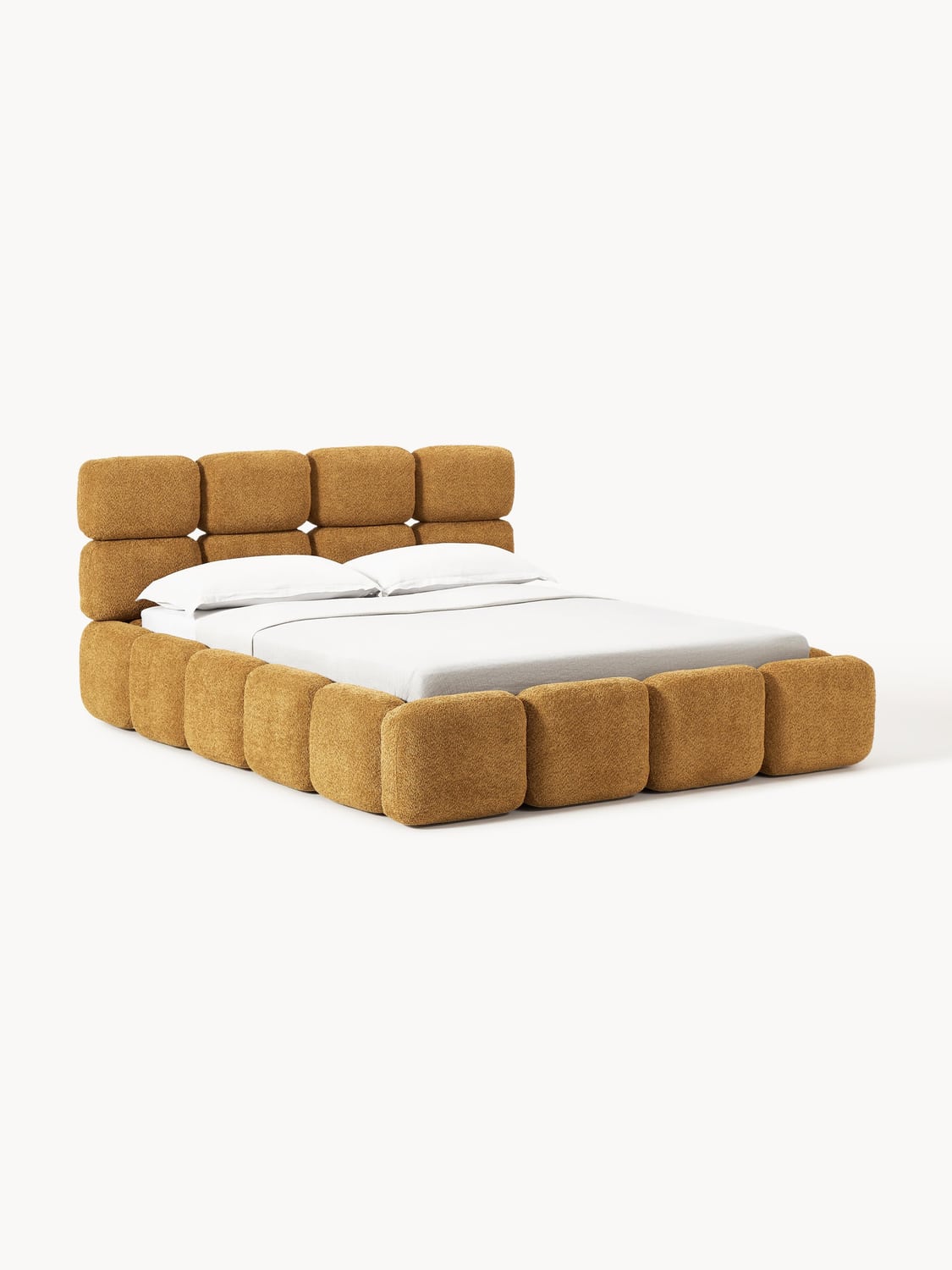 Tayla Upholstered Bed in Teddy Bouclé — Camel