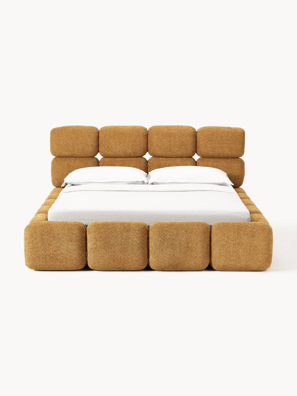 Tayla Upholstered Bed in Teddy Bouclé — Camel