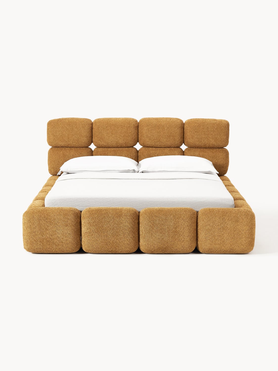 Tayla Upholstered Bed in Teddy Bouclé — Camel