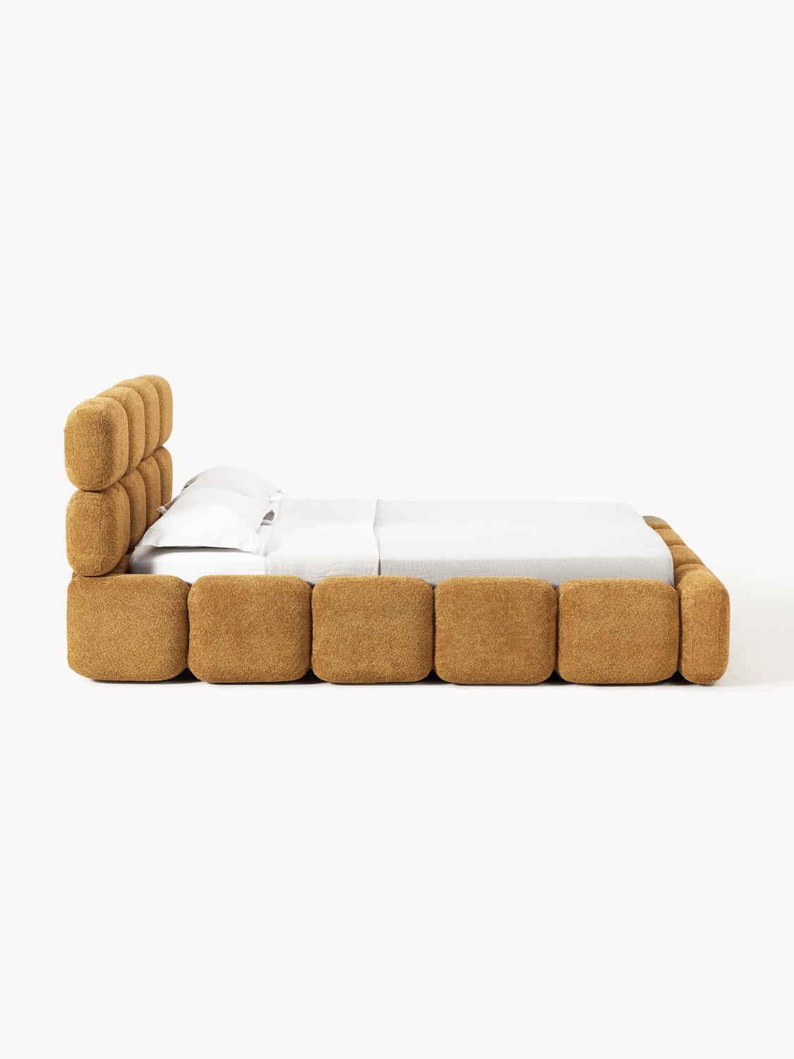 Tayla Upholstered Bed in Teddy Bouclé — Camel