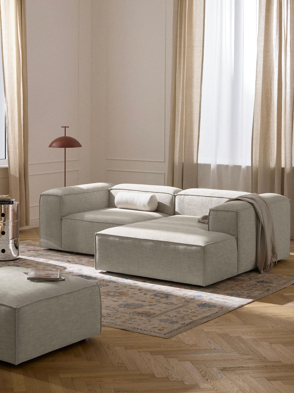Lennon Modular Corner Sofa (2-seater) in Linen Blend — Oatmeal