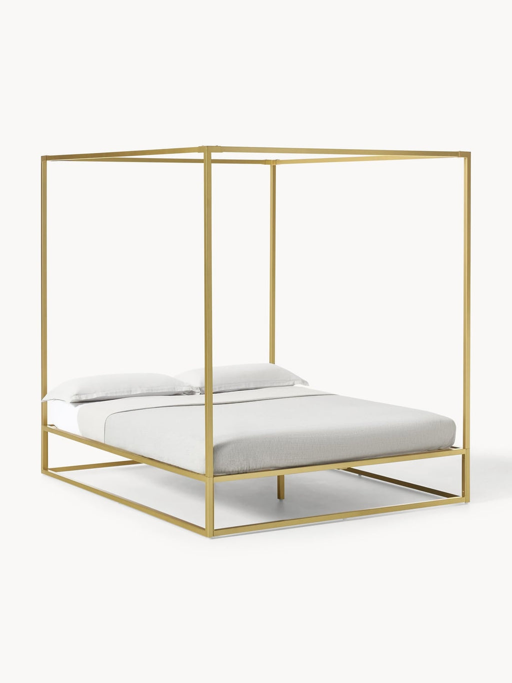 Belle Four-Poster Bed in Metal — Light Grey