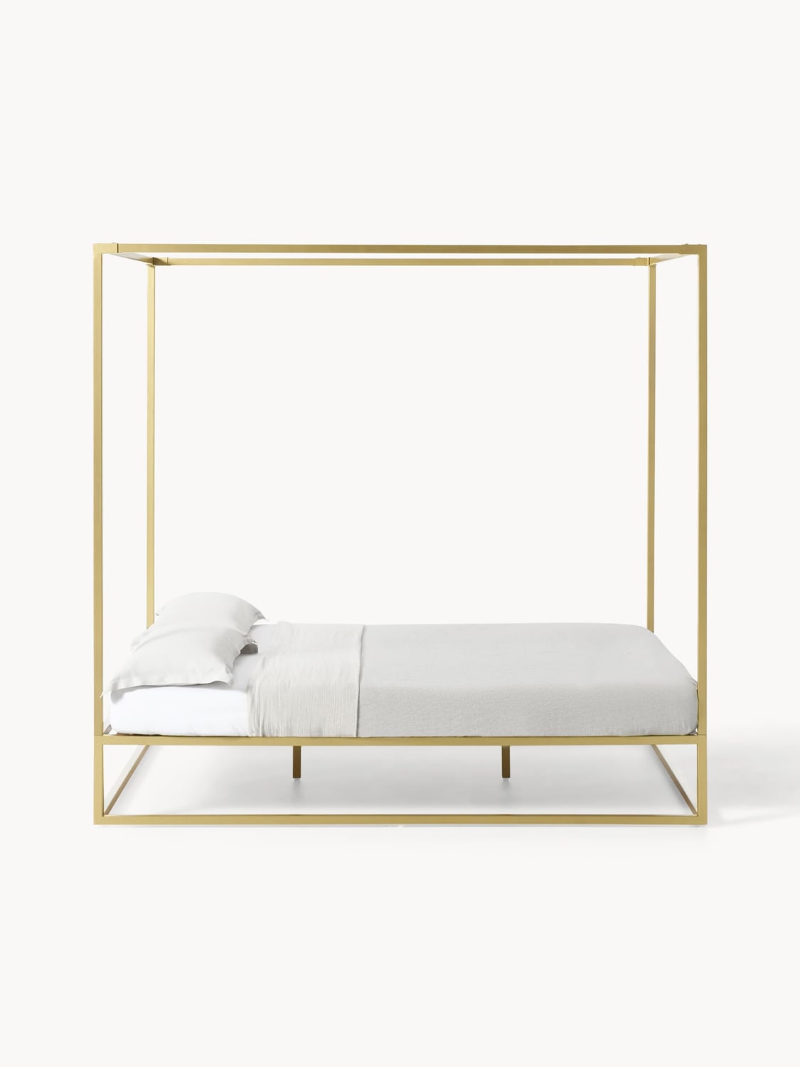 Belle Four-Poster Bed in Metal — Light Grey