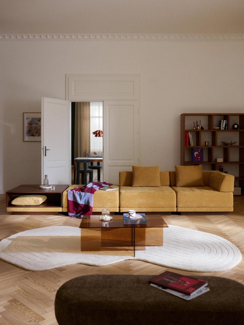 Colin Modular Sofa (4-seater) with Coffee Table & Ottoman — Camel