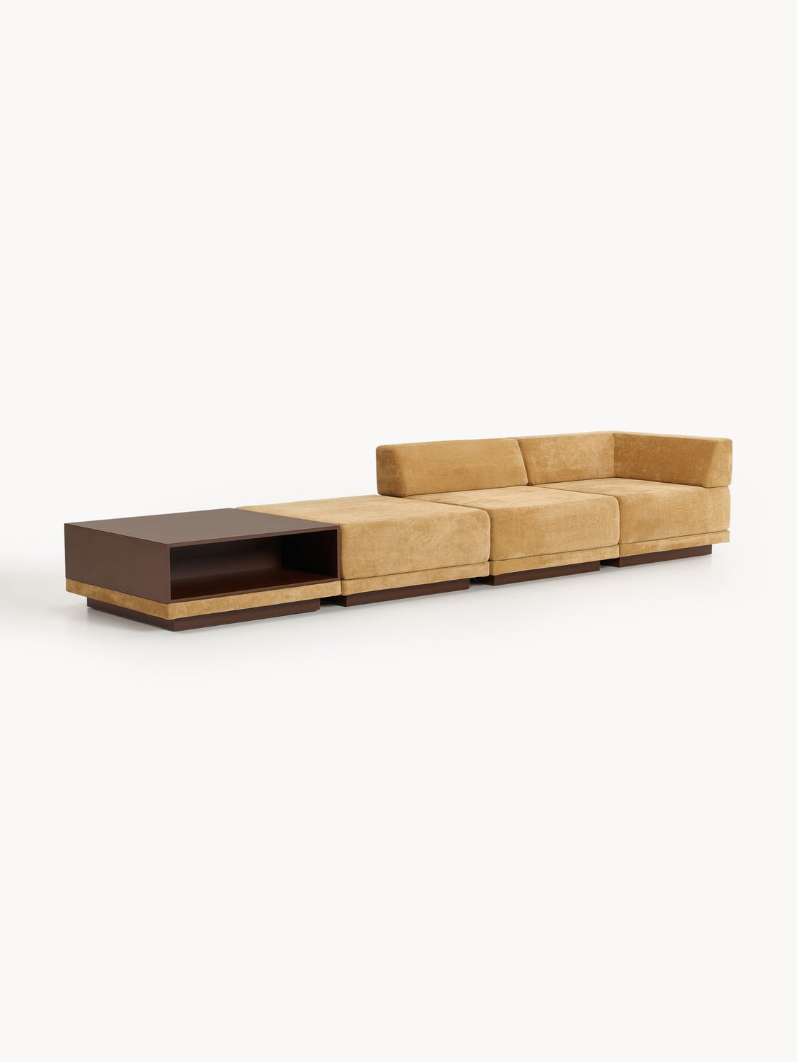 Colin Modular Sofa (4-seater) with Coffee Table & Ottoman — Camel