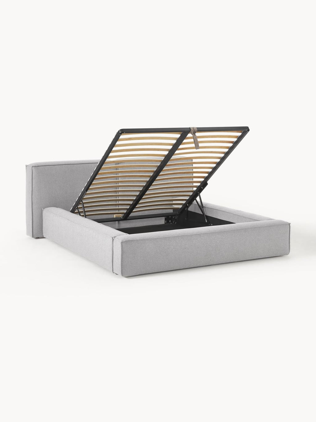 Lennon Upholstered Bed with Storage — Pearl Grey
