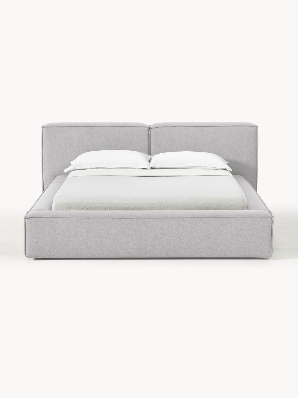 Lennon Upholstered Bed with Storage — Pearl Grey