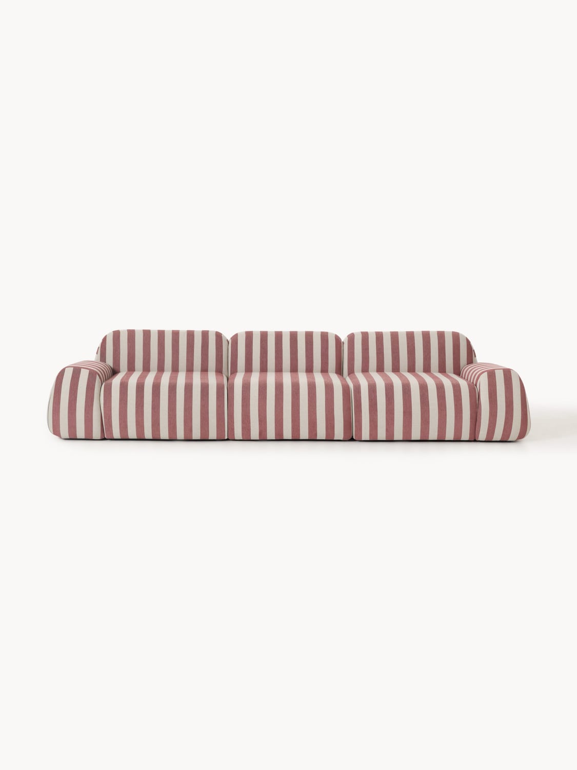 Wolke Modular Striped Sofa (4-seater) — Warm Grey