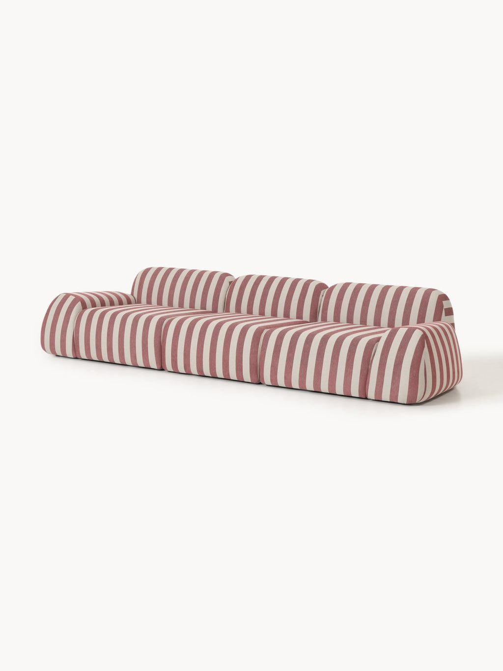 Wolke Modular Striped Sofa (4-seater) — Warm Grey
