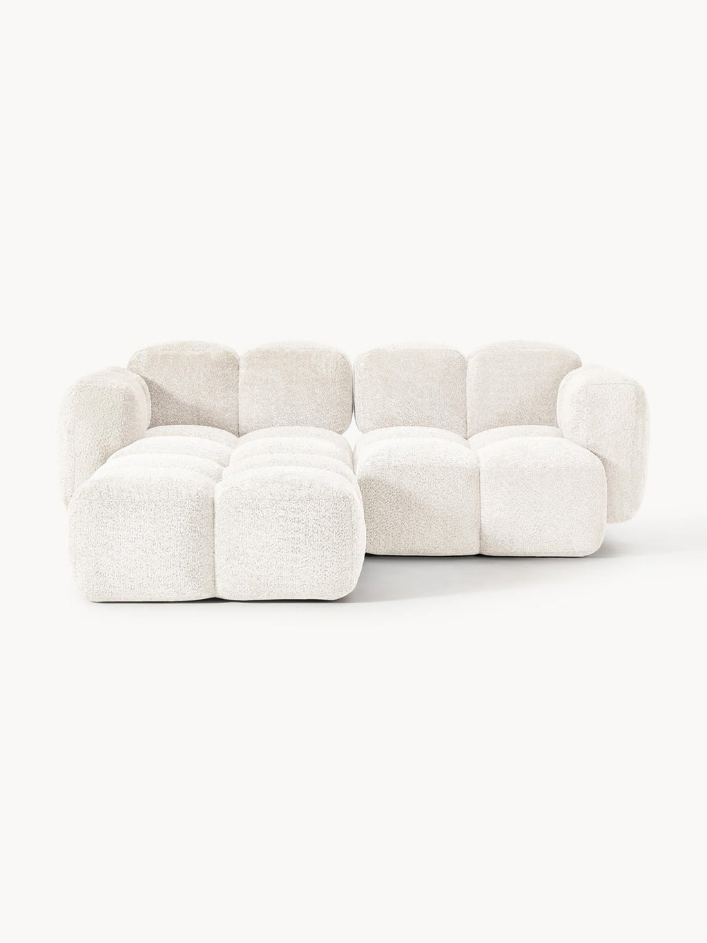 Tayla Modular Sofa (3-seater) in Teddy Bouclé with Ottoman (left/right) — Off-White