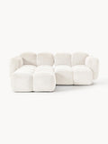 Tayla Modular Sofa (3-seater) in Teddy Bouclé with Ottoman (left/right) — Off-White
