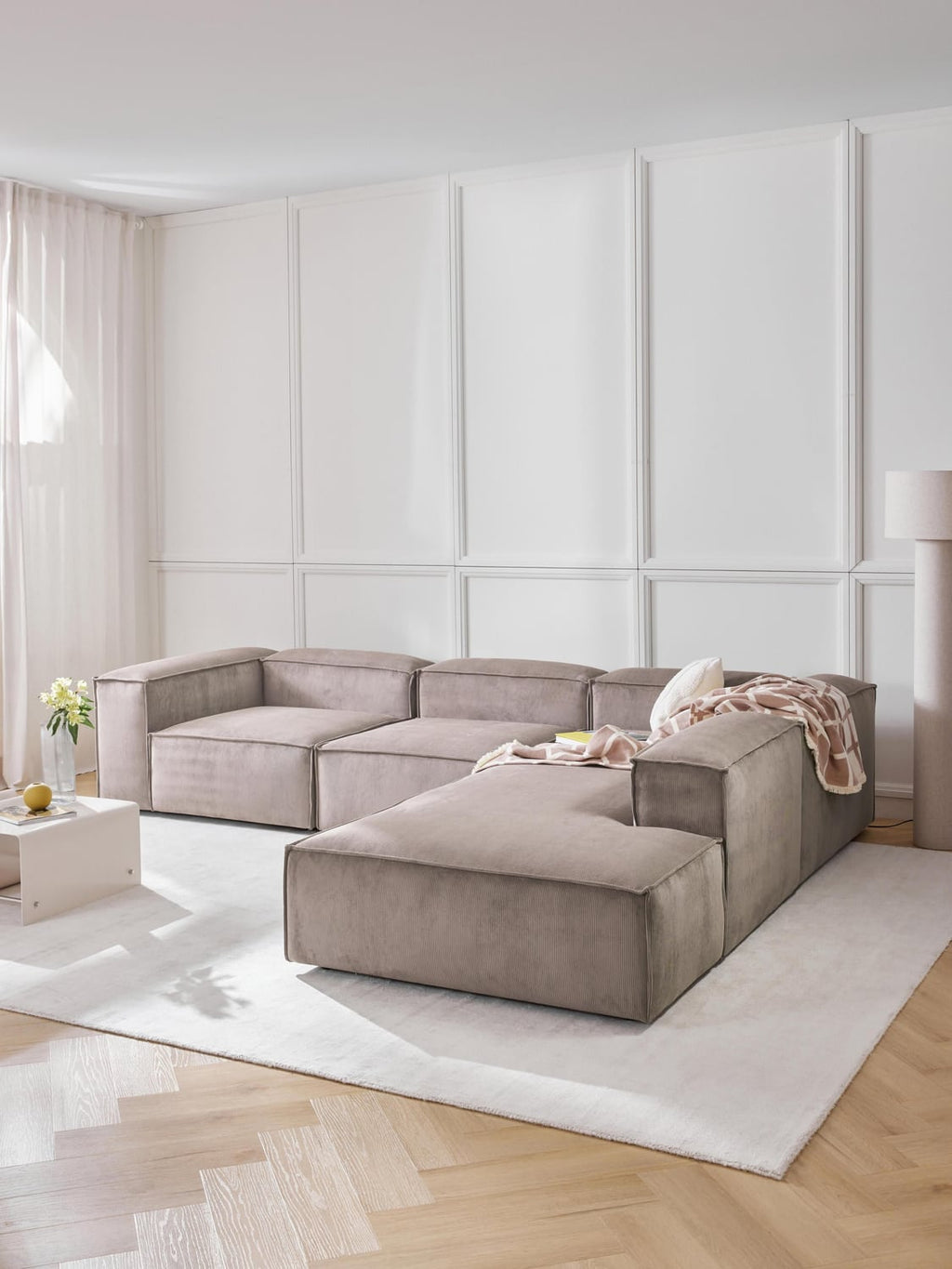 Lennon Modular XL Corner Sofa (4-seater) in Corduroy — Taupe