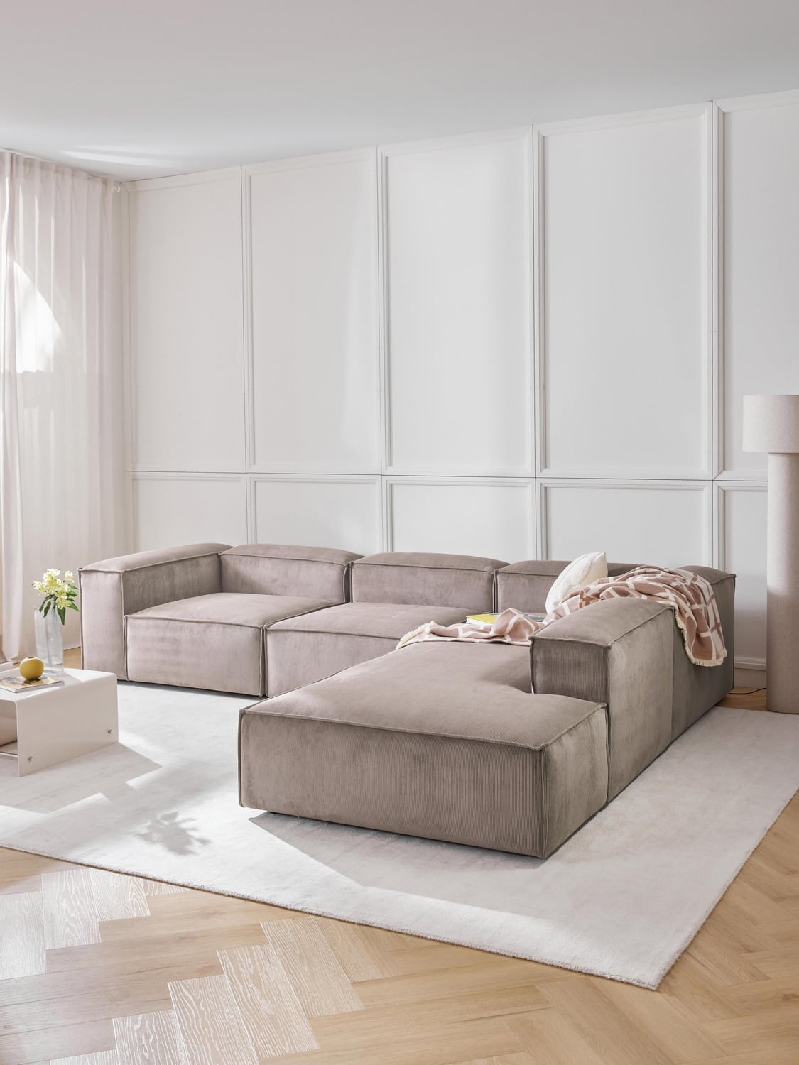 Lennon Modular XL Corner Sofa (4-seater) in Corduroy — Taupe
