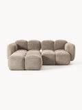 Tayla Modular Sofa (3-seater) in Teddy Bouclé with Ottoman (left/right) — Taupe
