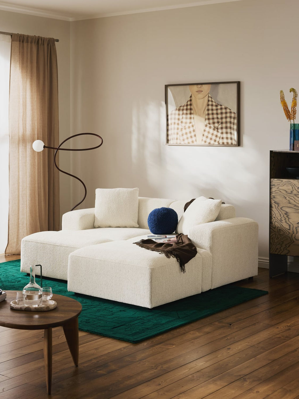 Melva Sofa Ottoman, B 99 x T 72 cm — Off-White