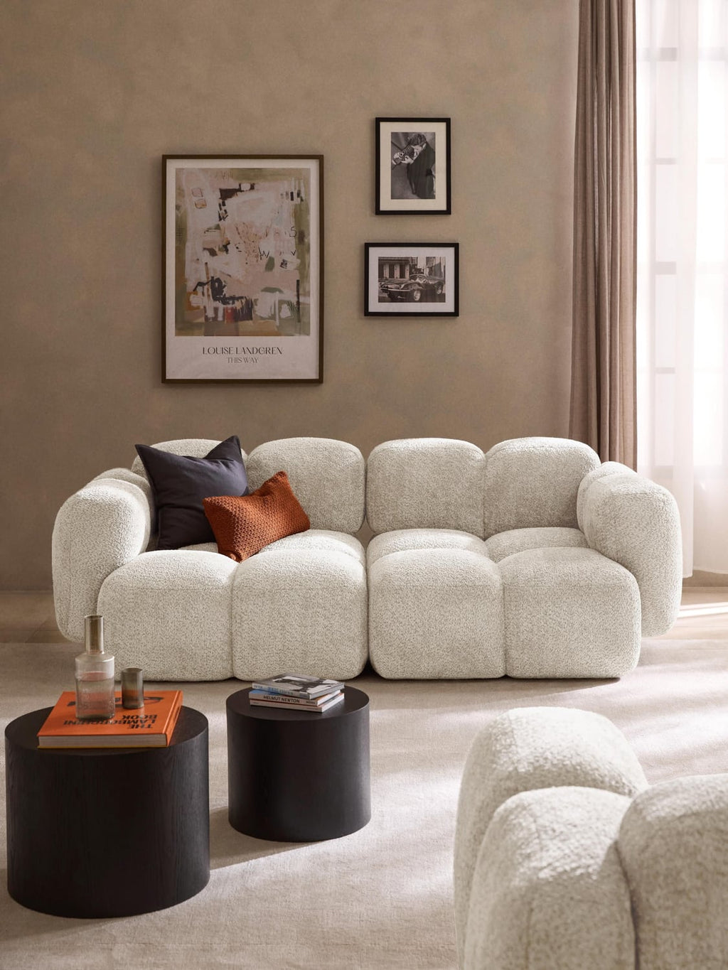 Tayla Modular Sofa (3-seater) in Teddy Bouclé — Off-White