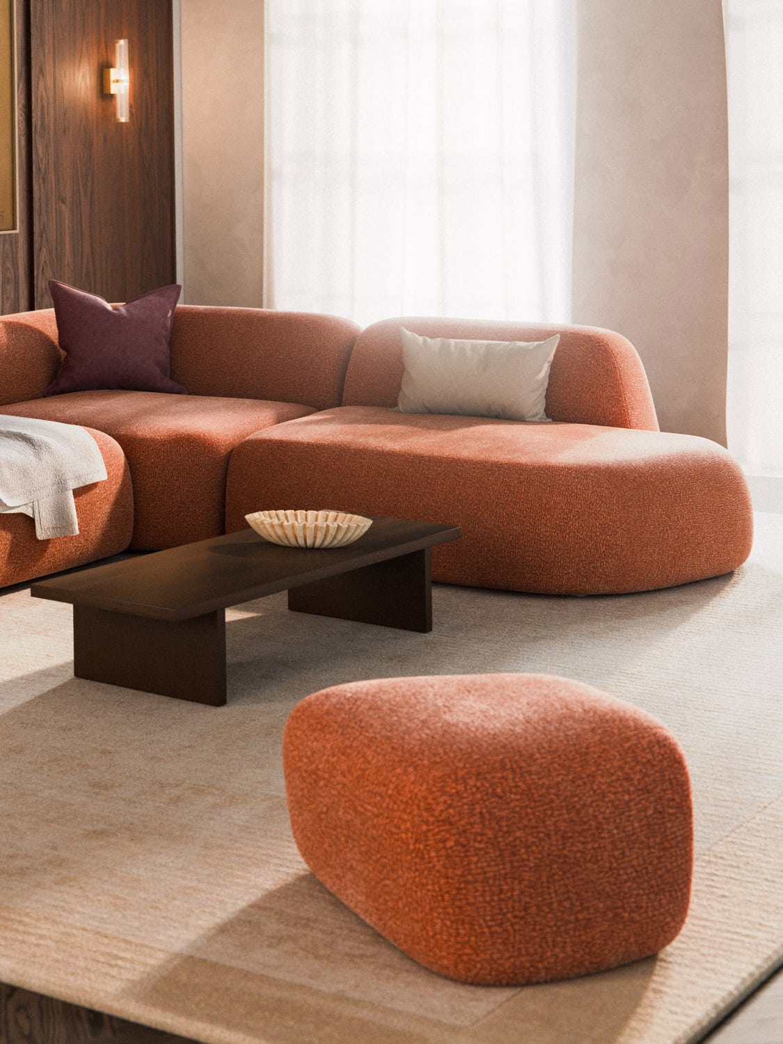Wolke Oval Sofa Ottoman — Terracotta