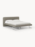 Olina Bouclé Upholstered Bed with Metal Legs — Sand Beige
