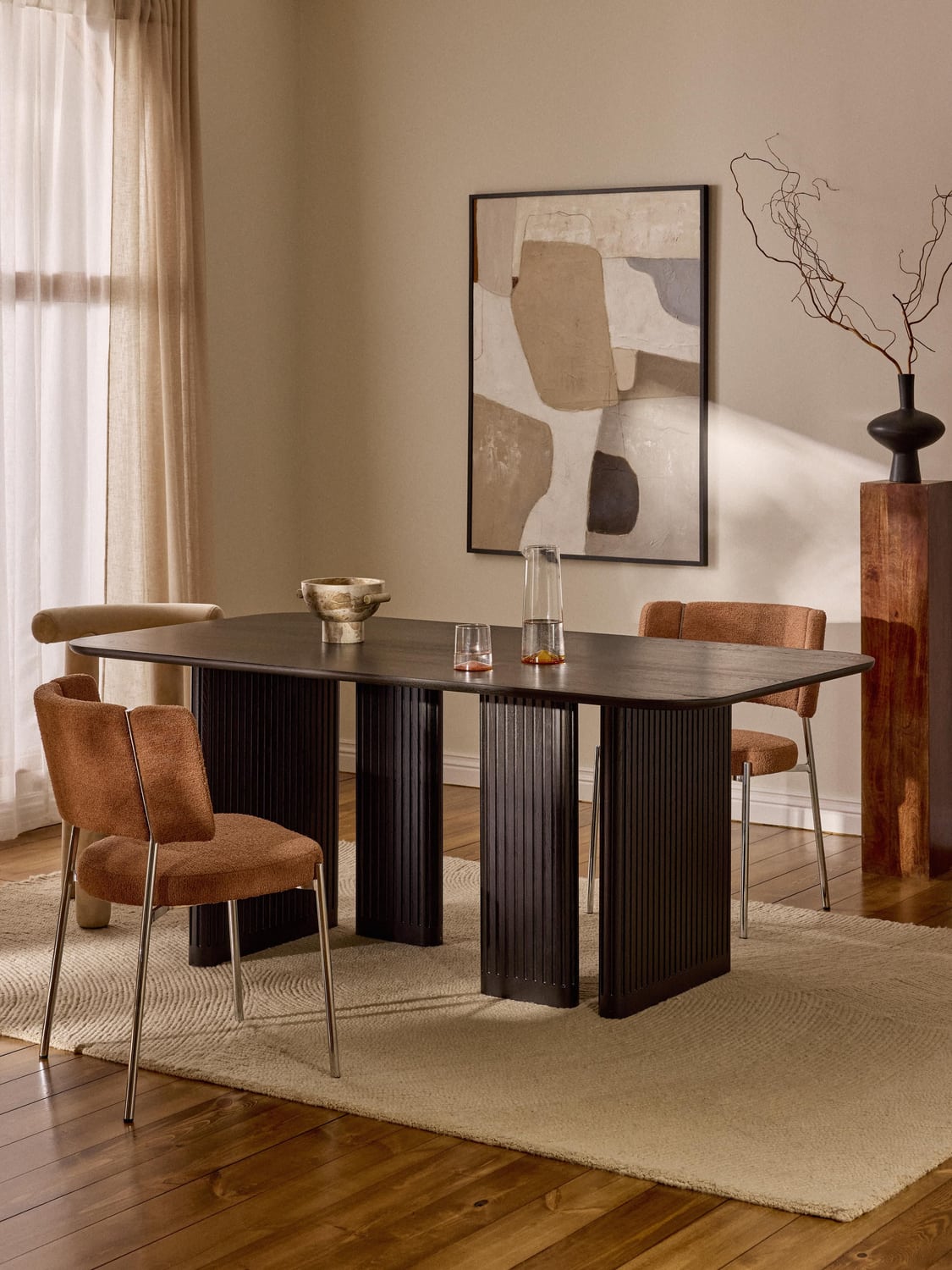 Jolka Dining Table in Oak, in various sizes — Dark Grey