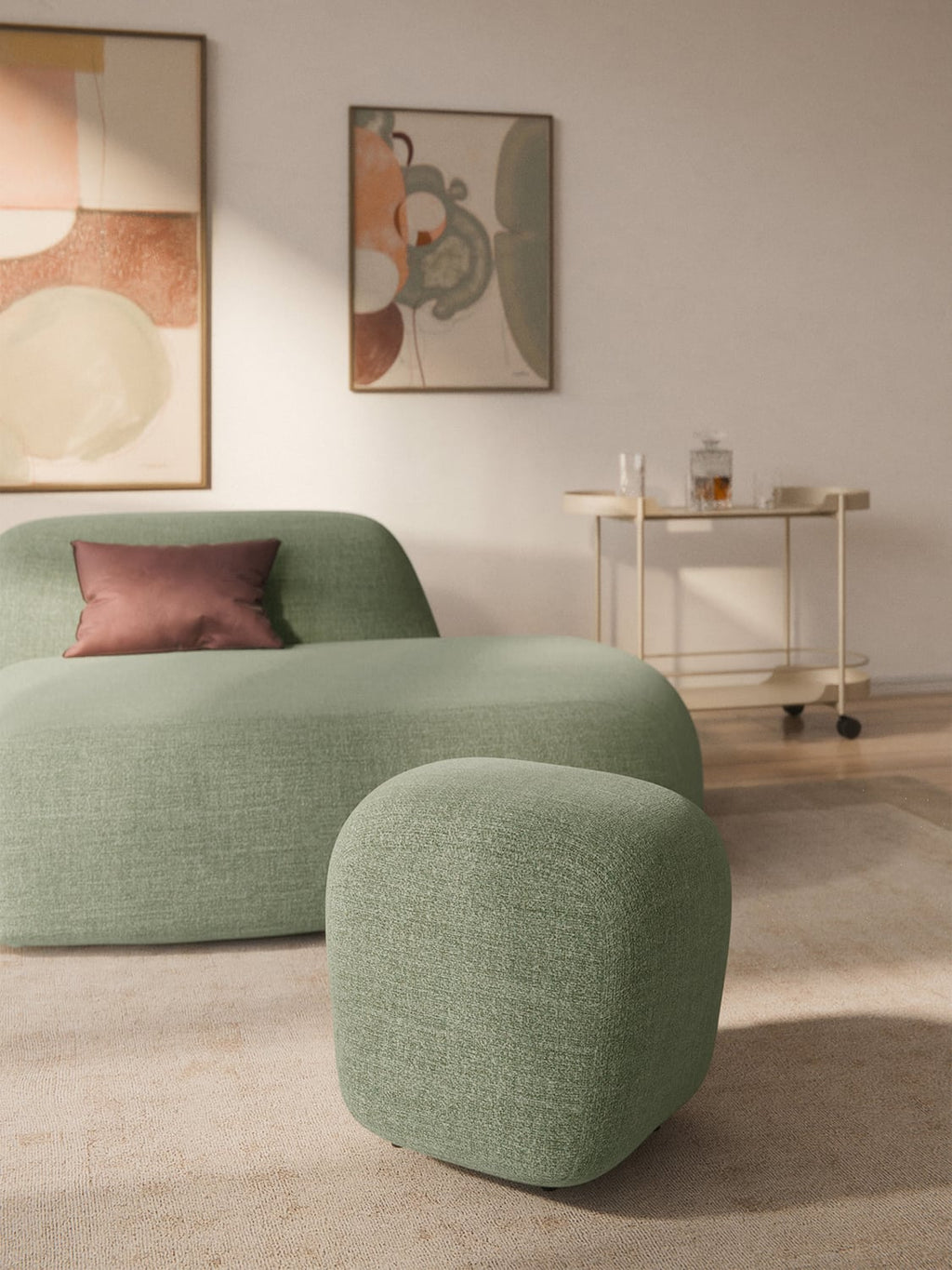 Wolke Tall Bouclé Sofa Ottoman — Oatmeal