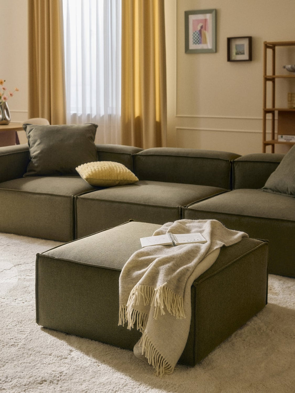 Lennon Sofa Ottoman — Olive