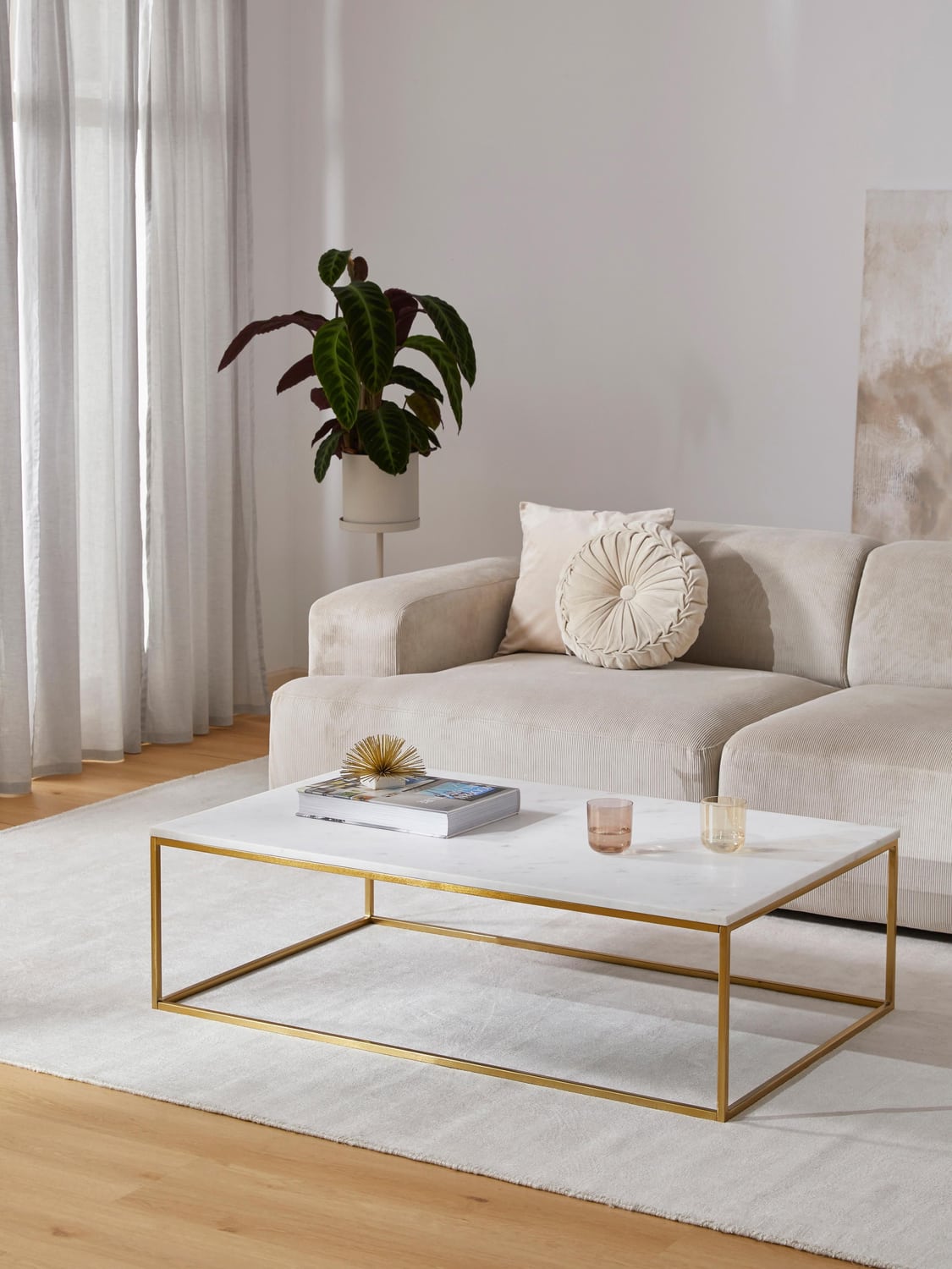 Alys Large Marble-Coffee Table — Light Grey