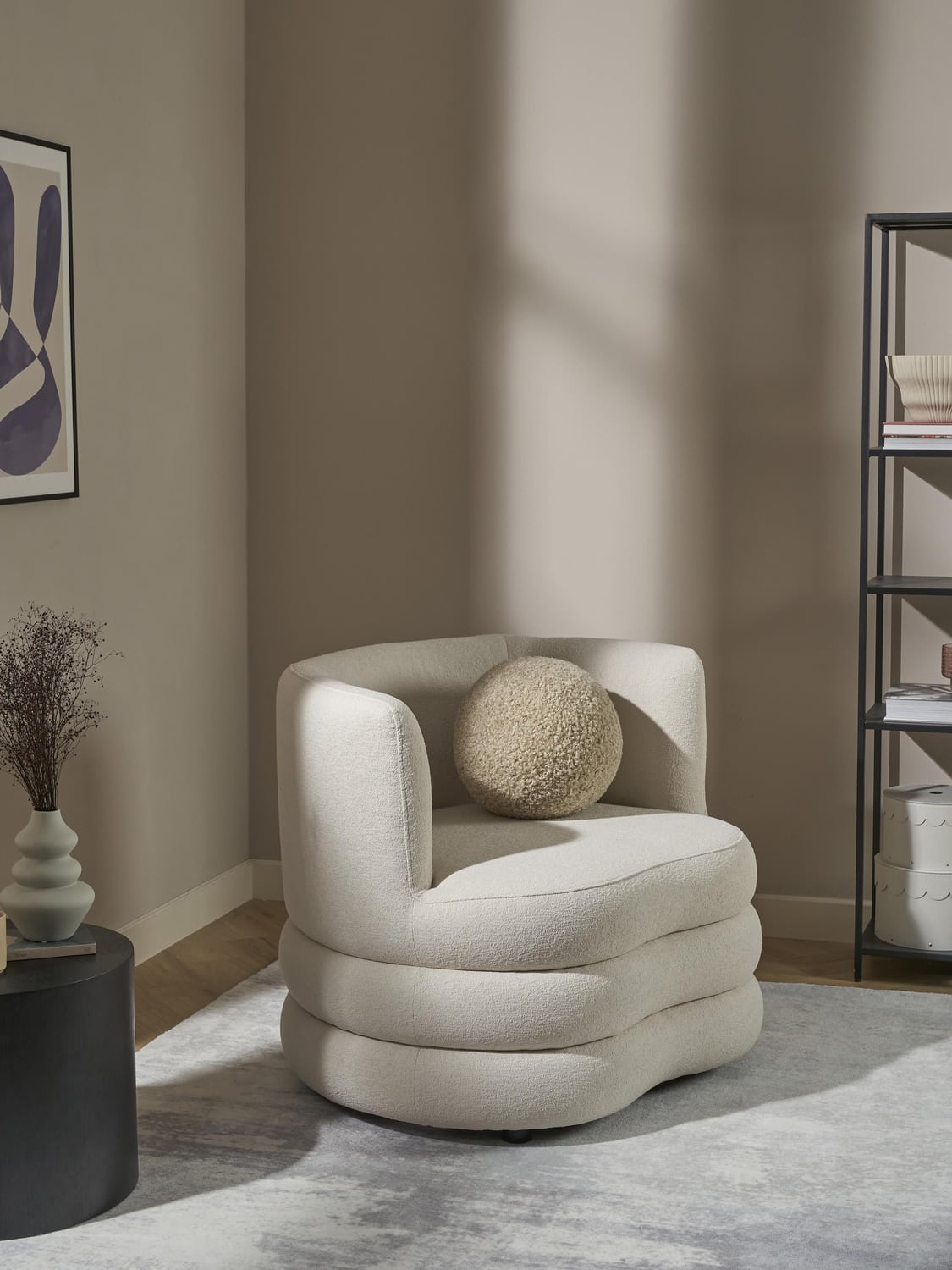 Solomon Designer Bouclé Armchair