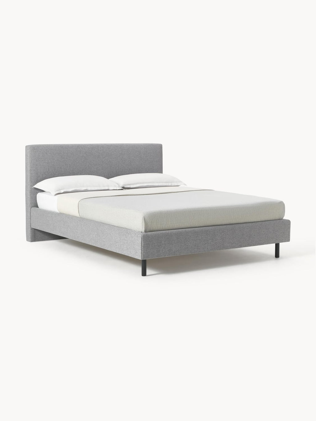 Giulia Upholstered Bed with Wooden Legs — Lilac