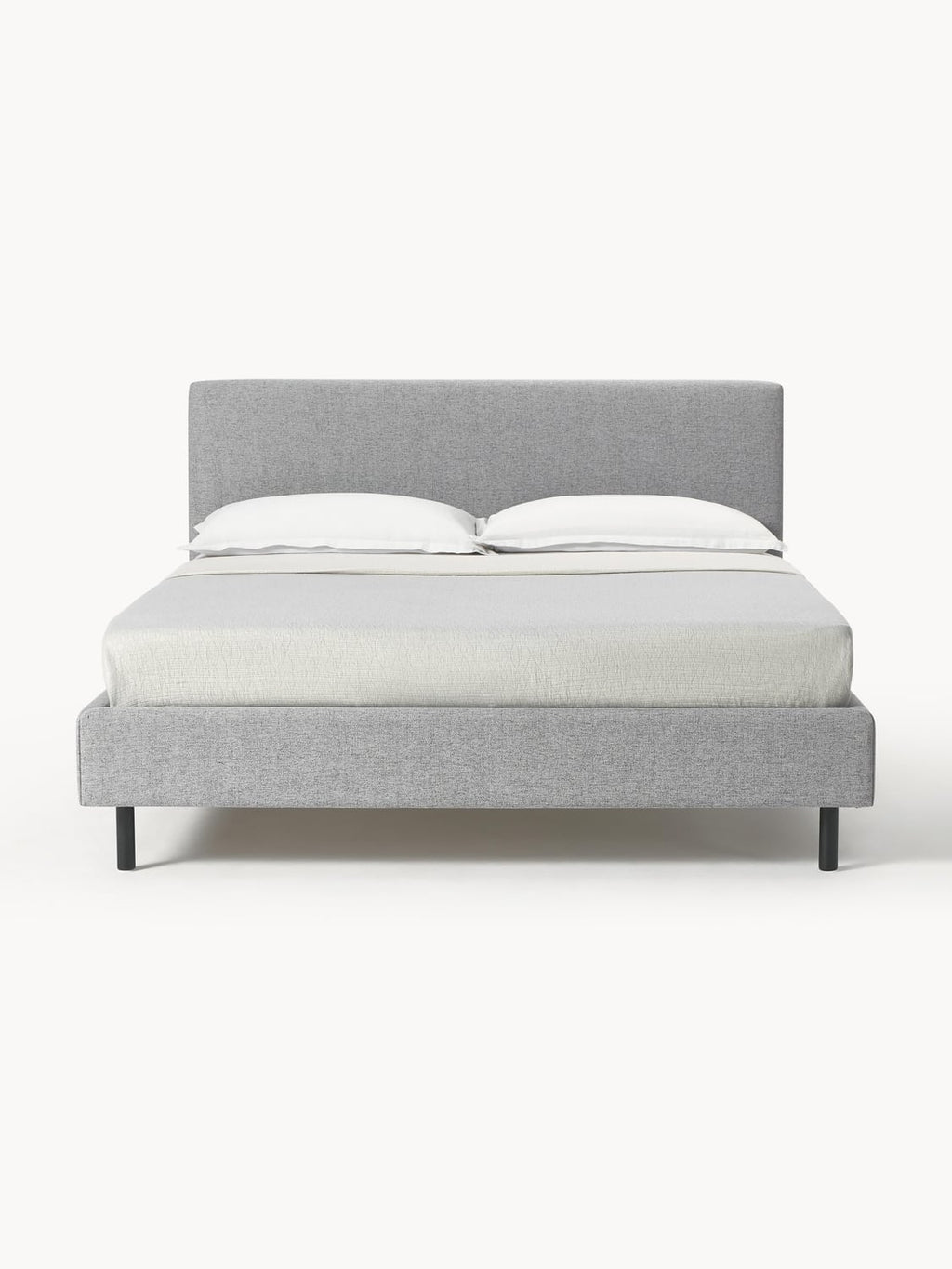 Giulia Upholstered Bed with Wooden Legs — Lilac
