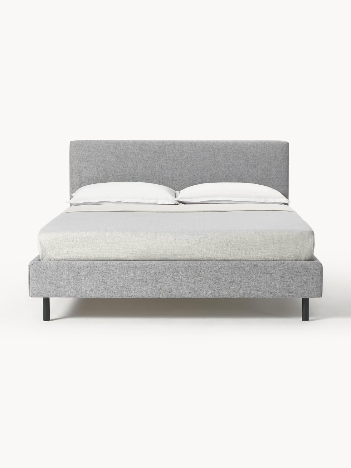 Giulia Upholstered Bed with Wooden Legs — Lilac