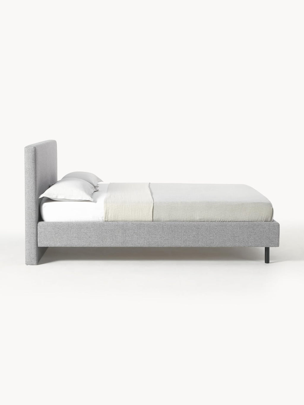 Giulia Upholstered Bed with Wooden Legs — Lilac