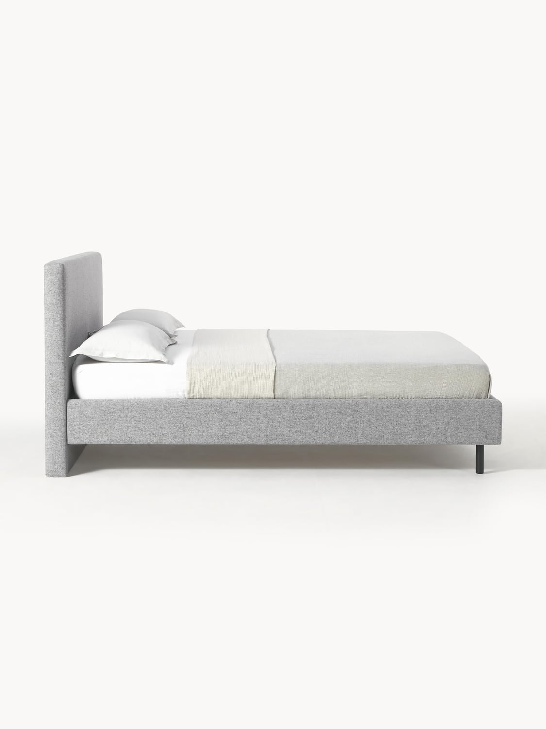 Giulia Upholstered Bed with Wooden Legs — Lilac