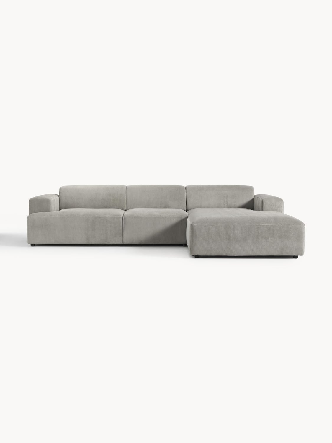 Melva Corduroy Corner Sofa (4-seater) — Grey