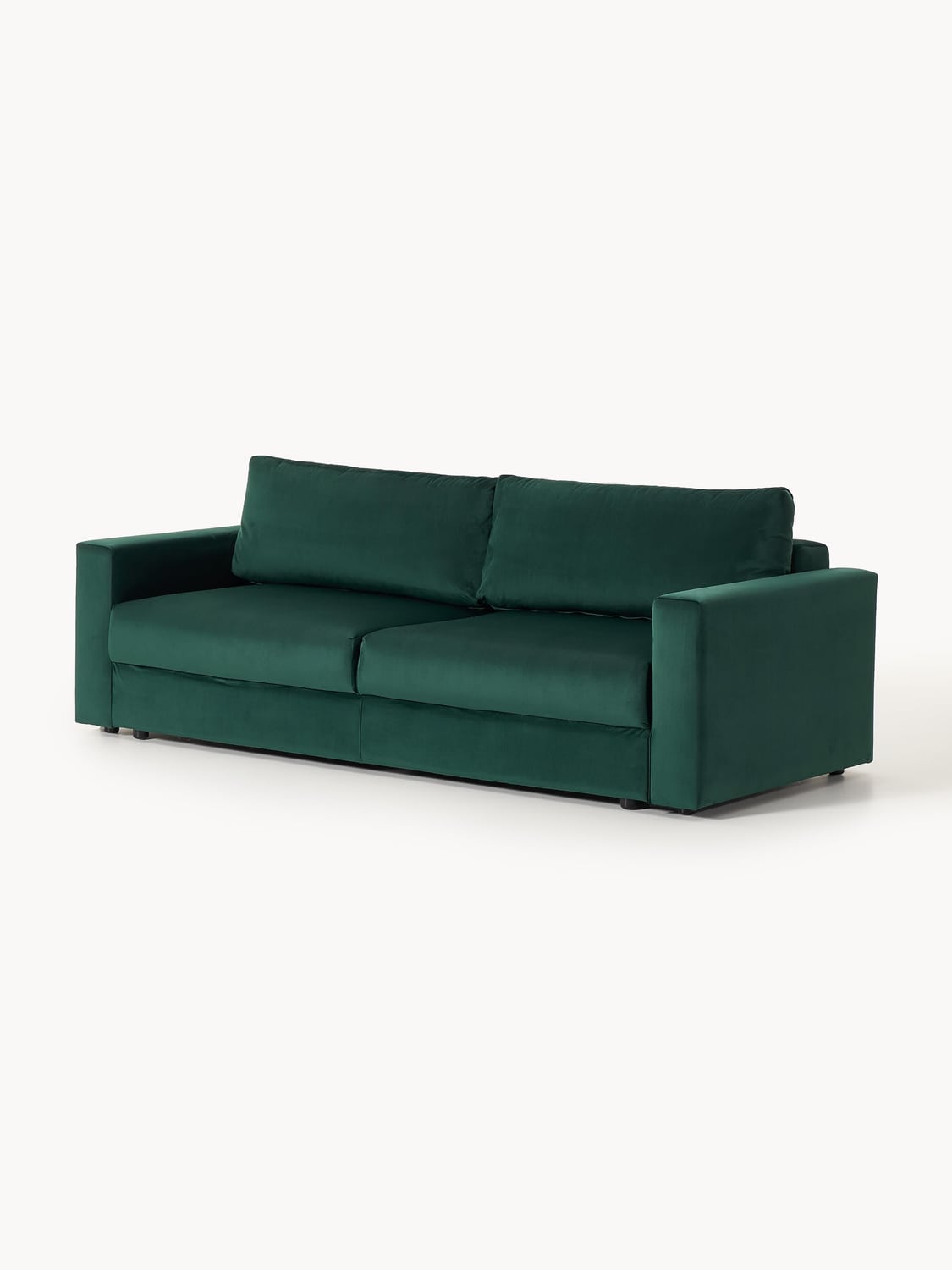 Tasha Velvet-Sofa Bed (3-seater) with Storage — Dark Green