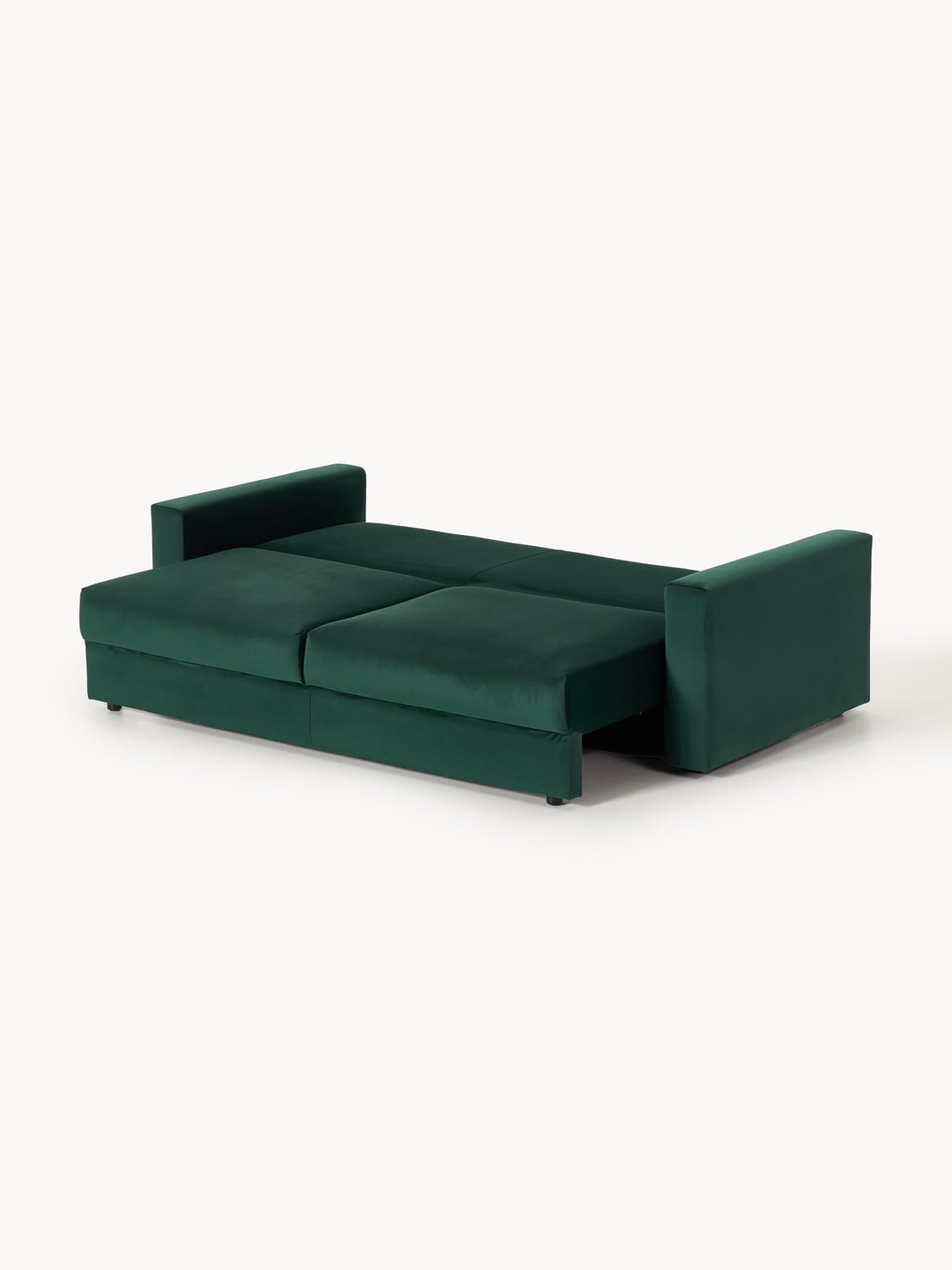 Tasha Velvet-Sofa Bed (3-seater) with Storage — Dark Green
