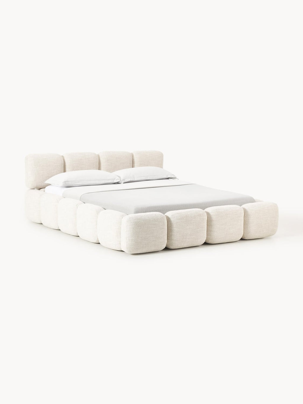 Tayla Upholstered Bed in Bouclé — Off-White